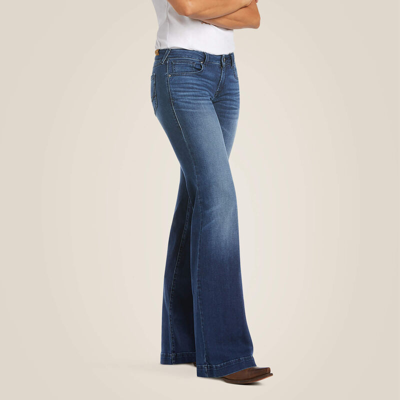 Women's Trouser Mid Rise Stretch Kelsea Wide Leg Jeans in Joanna, Size: 25  Short by Ariat