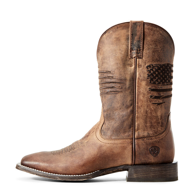 Men's Circuit Patriot Western Boots in Weathered Tan Leather, Size: 6.5 D /  Medium by Ariat