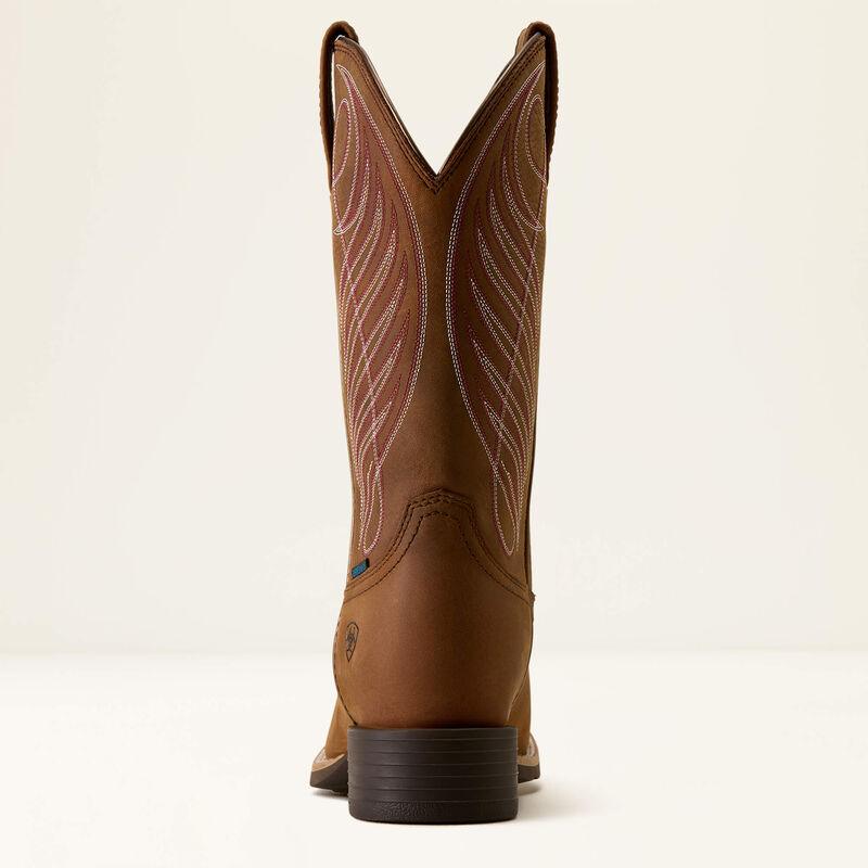Round Up Waterproof Wide Square Toe Western Boot Heel