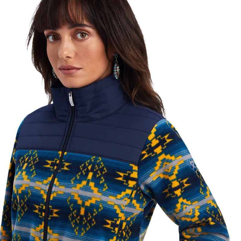 Women's Prescott Fleece Jacket in Navy Sonoran Print, Size: Medium by Ariat