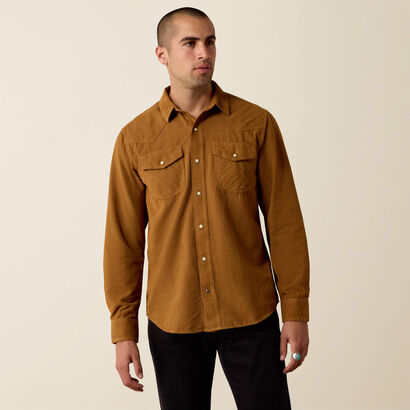 Retro Handorf Corduroy Fitted Snap Shirt Front