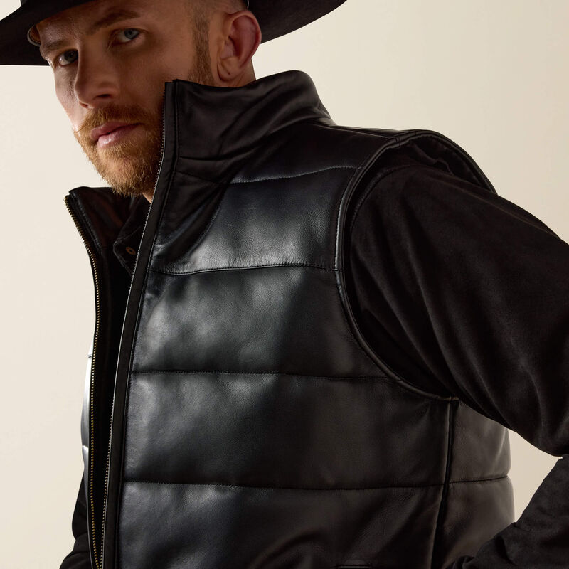 Bench Made Lamb Leather Puffer Vest 01