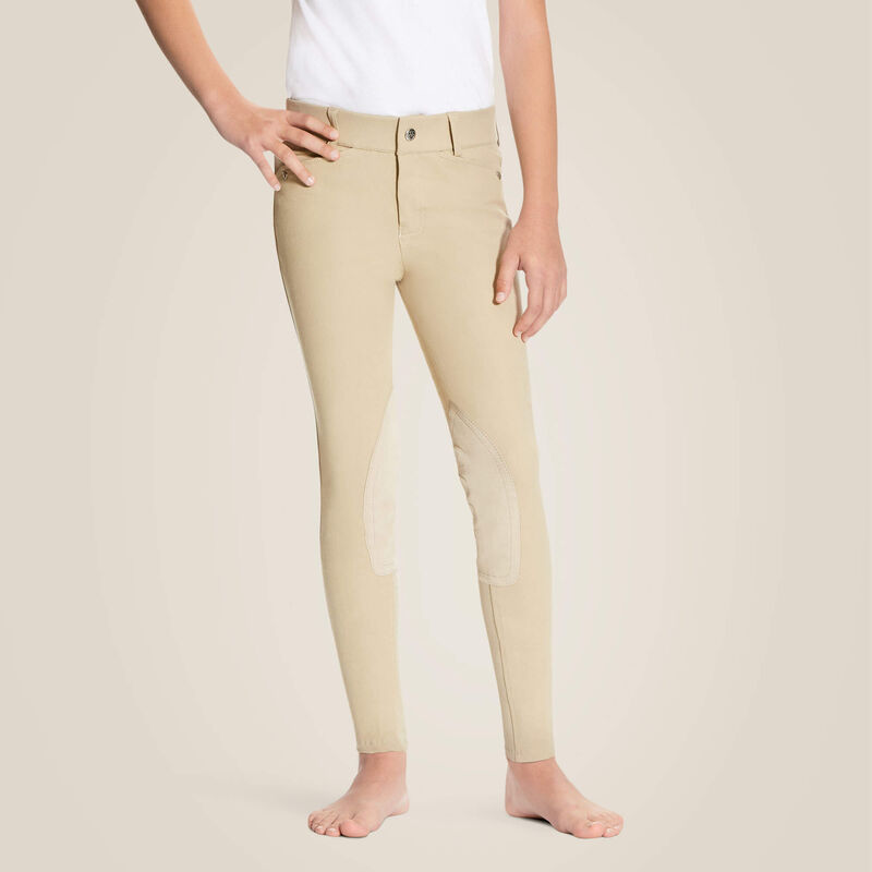 Kid's Heritage Knee Patch Breech Pants in Tan Cotton Twill, Size: 10  Regular by Ariat