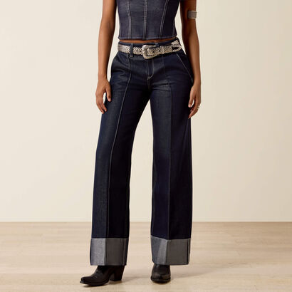Ultra High Rise Lurex Wide Leg Jeans Front