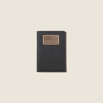 American Flag Patch Trifold Wallet Front