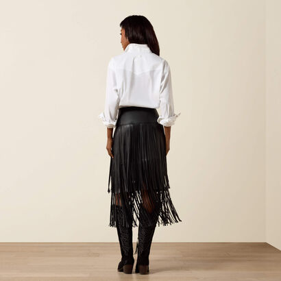 Raven Fringe Skirt Back