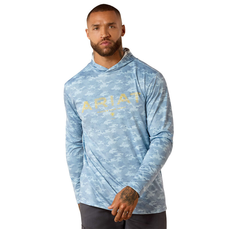 Rebar Sunblocker Printed Craft Hooded Long Sleeve T-Shirt Front