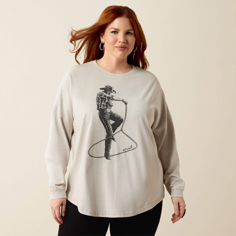 Canvas Oversized Long Sleeve T-Shirt Front Plus
