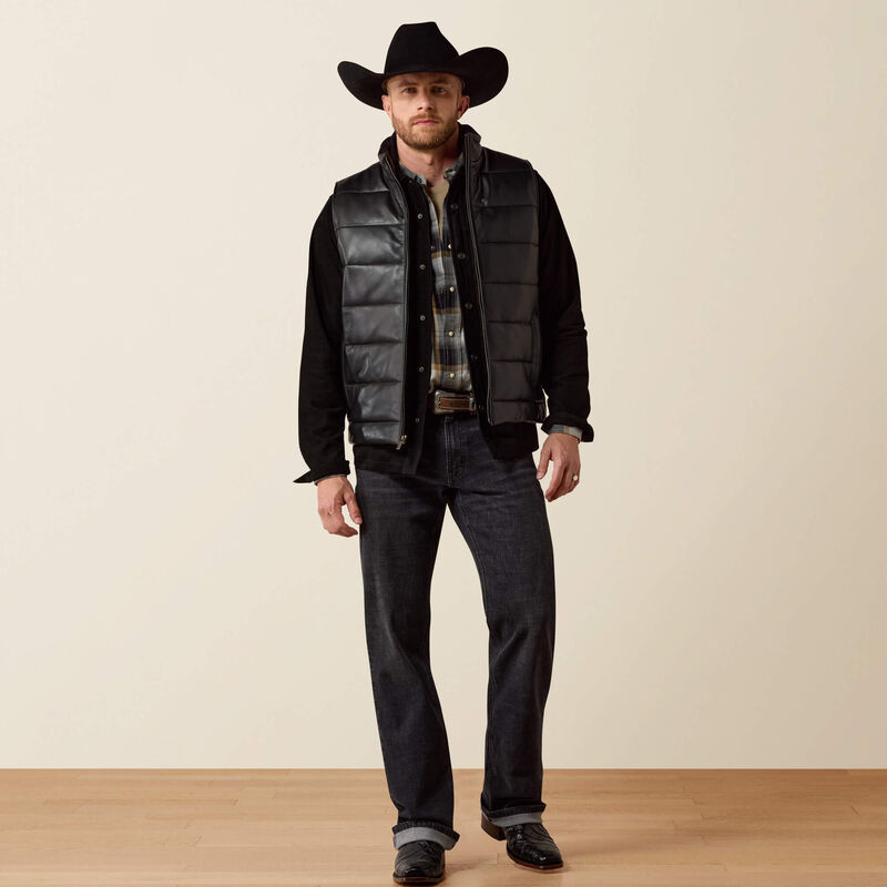 Bench Made Lamb Leather Puffer Vest Full
