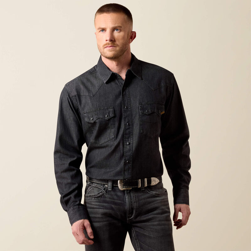 Classic Fit Sawtooth Denim Shirt Front