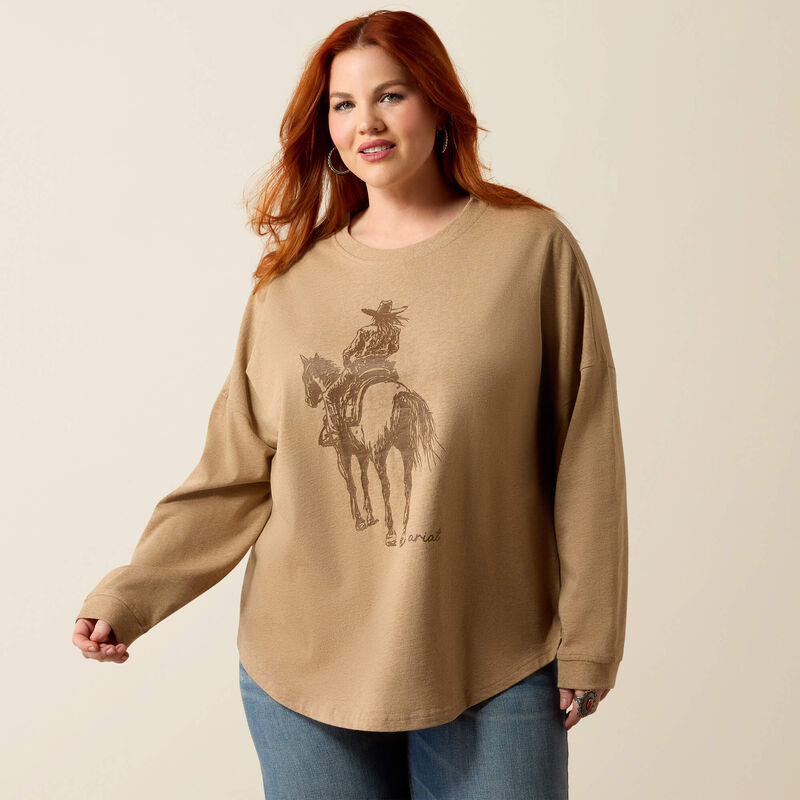 Canvas Oversized Long Sleeve T-Shirt Front Plus