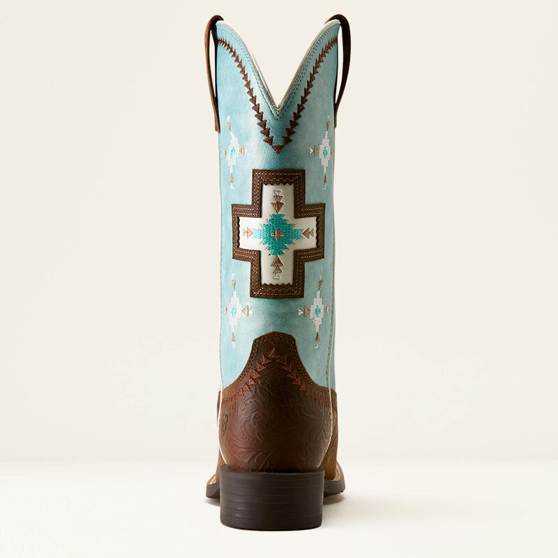 Round Up Cantina Wide Square Toe Western Boot Heel