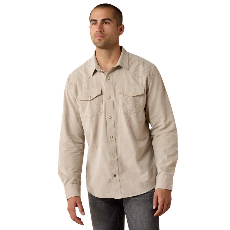 Retro Handorf Corduroy Fitted Snap Shirt Front