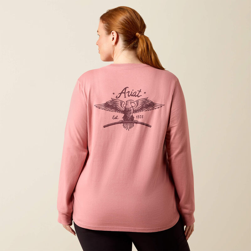Rebar Cotton Strong Flying Eagle Long Sleeve T-Shirt Back Plus