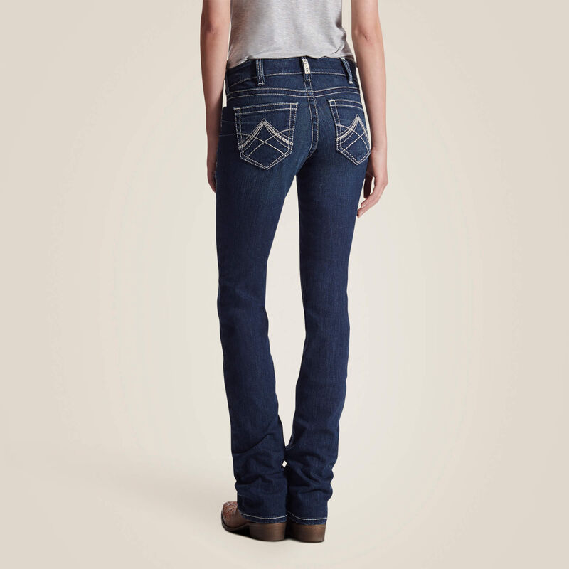 Ariat Women's R.E.A.L. Mid Rise Icon Stackable Straight Leg Jeans