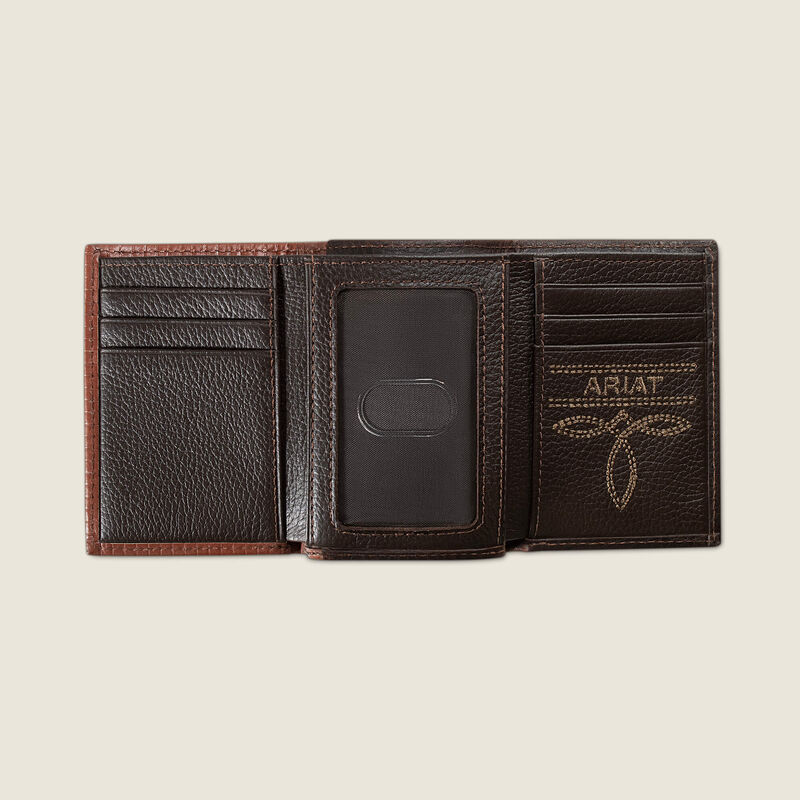 Pebble Leather With Trim Trifold Wallet Back