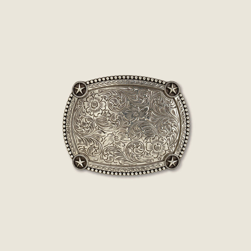 Beaded Edge Star Corners Belt Buckle Front