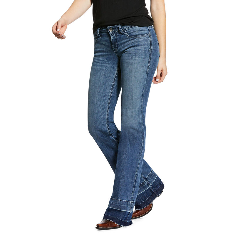 Ariat Trouser Mid Rise Stretch Whitney Wide Leg Jeans - Cowgirl Delight