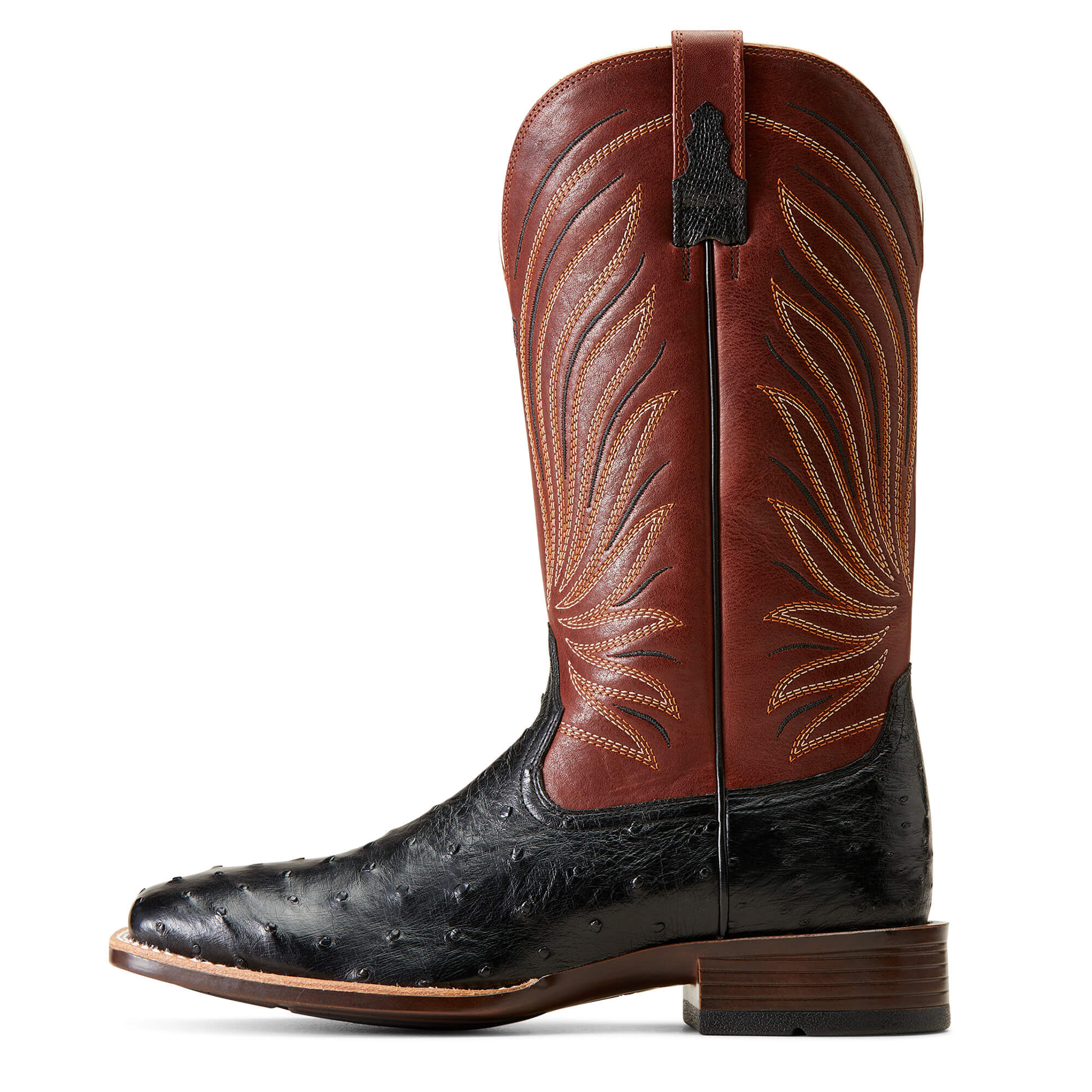 Men's Brandin' Ultra Western Boots in Jet Black Full Quill Ostrich, Size:  7.5 D / Medium by Ariat