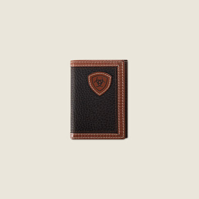 Pebble Leather With Trim Trifold Wallet Front