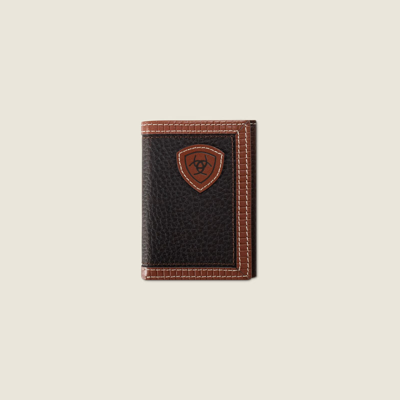 Pebble Leather With Trim Trifold Wallet Front
