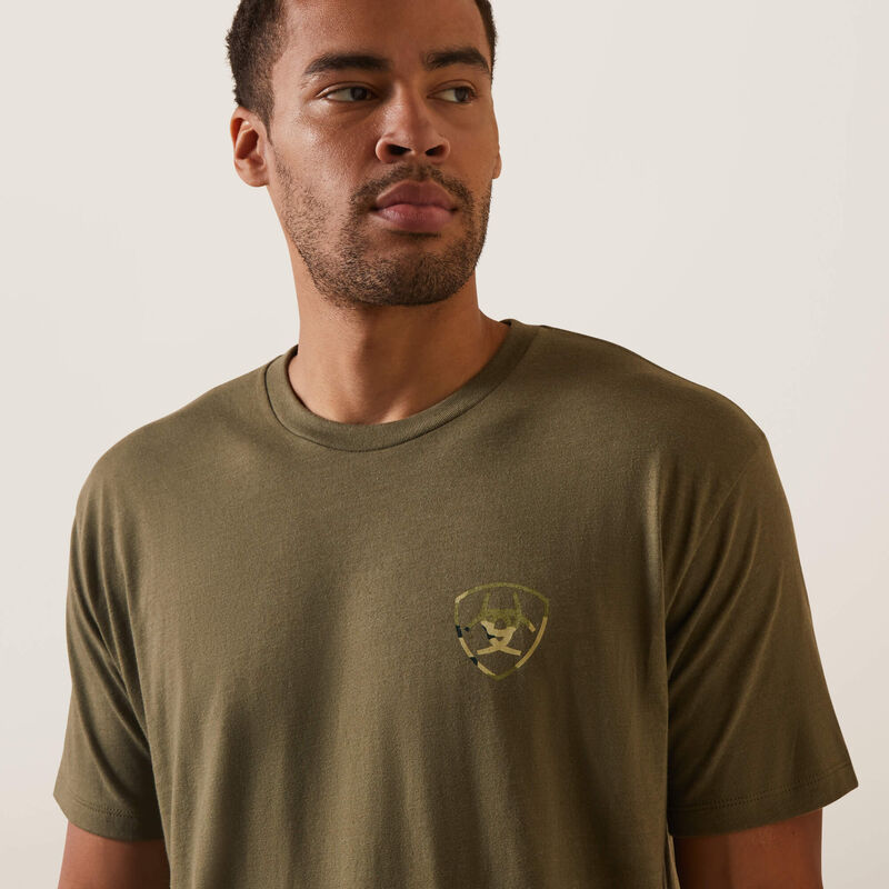 Men's Tonal Camo Flag T-Shirt in Military Heather, Size: Large by Ariat
