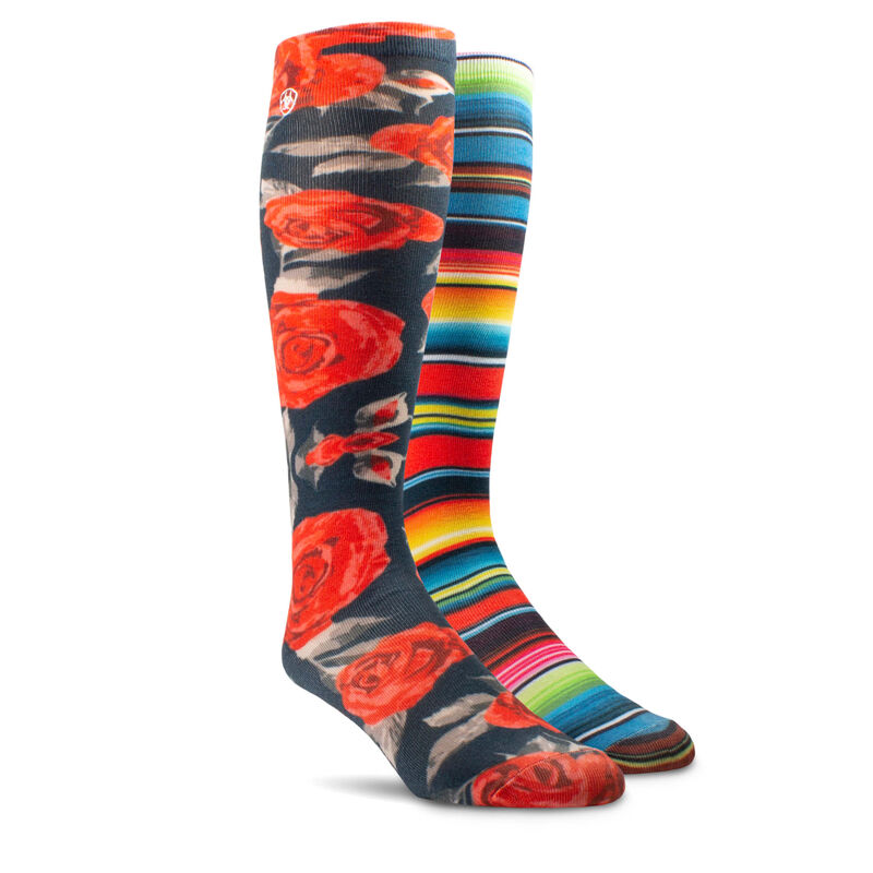 Western Beauty Knee High Sock 2 Pair Multi Color Pack