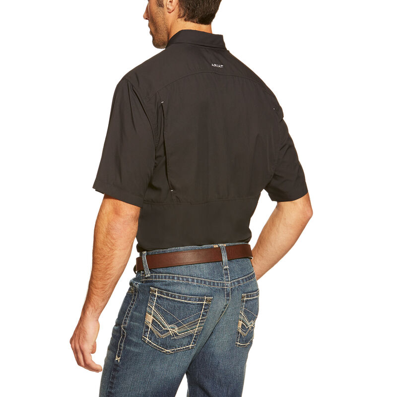 Ariat Men's Solid Charcoal Tek Short Sleeve Button Down Western