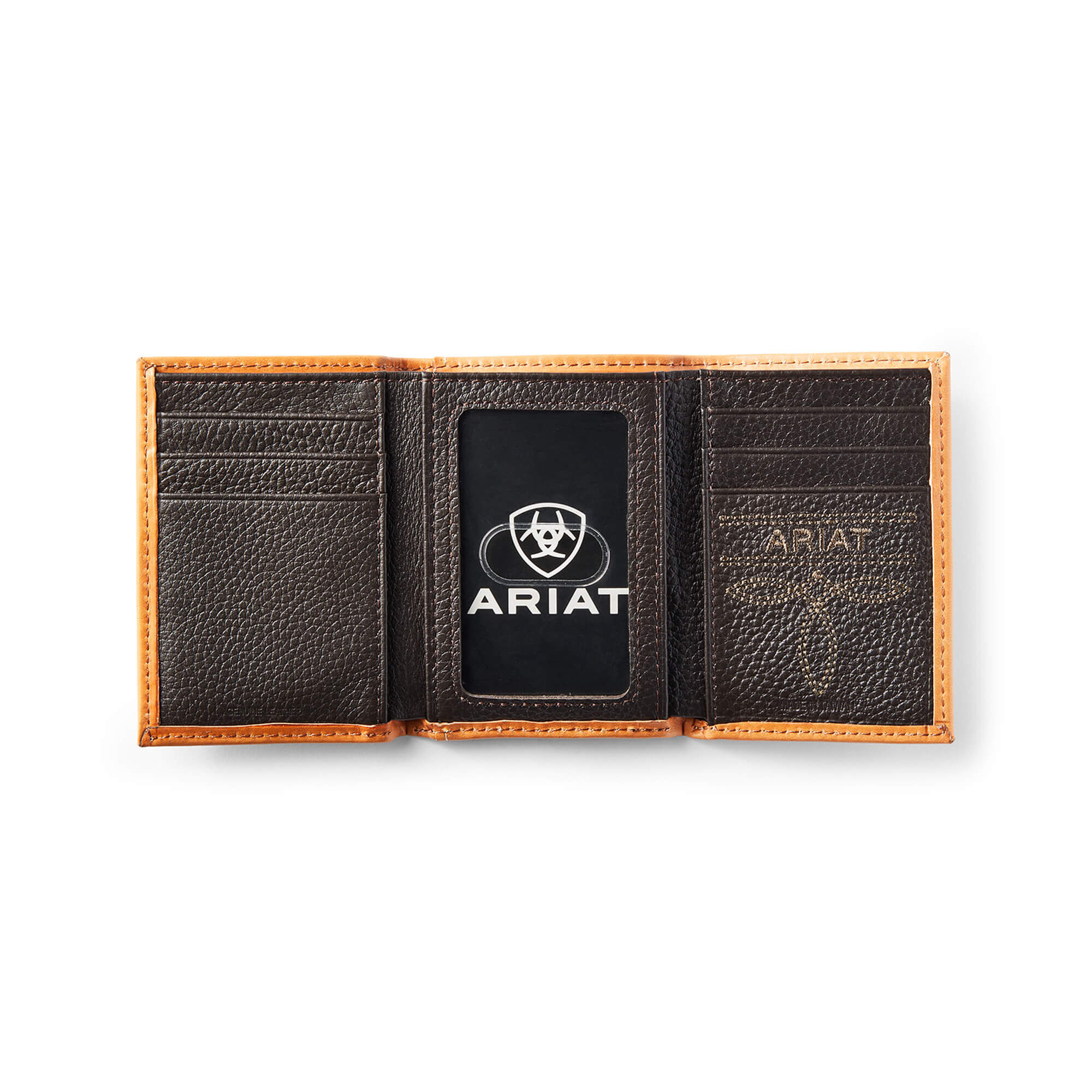 Ariat Southwest Embroidered Inlay Leather Tri-Fold Wallet 