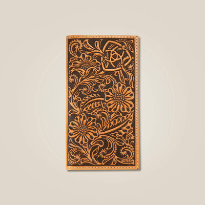 Floral embossed rodeo wallet