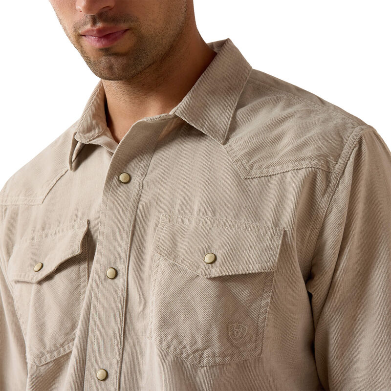 Retro Handorf Corduroy Fitted Snap Shirt 01