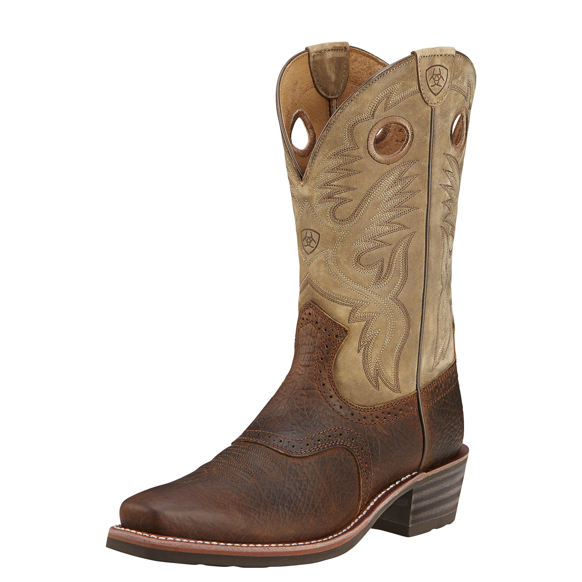 square toe leather cowboy boots
