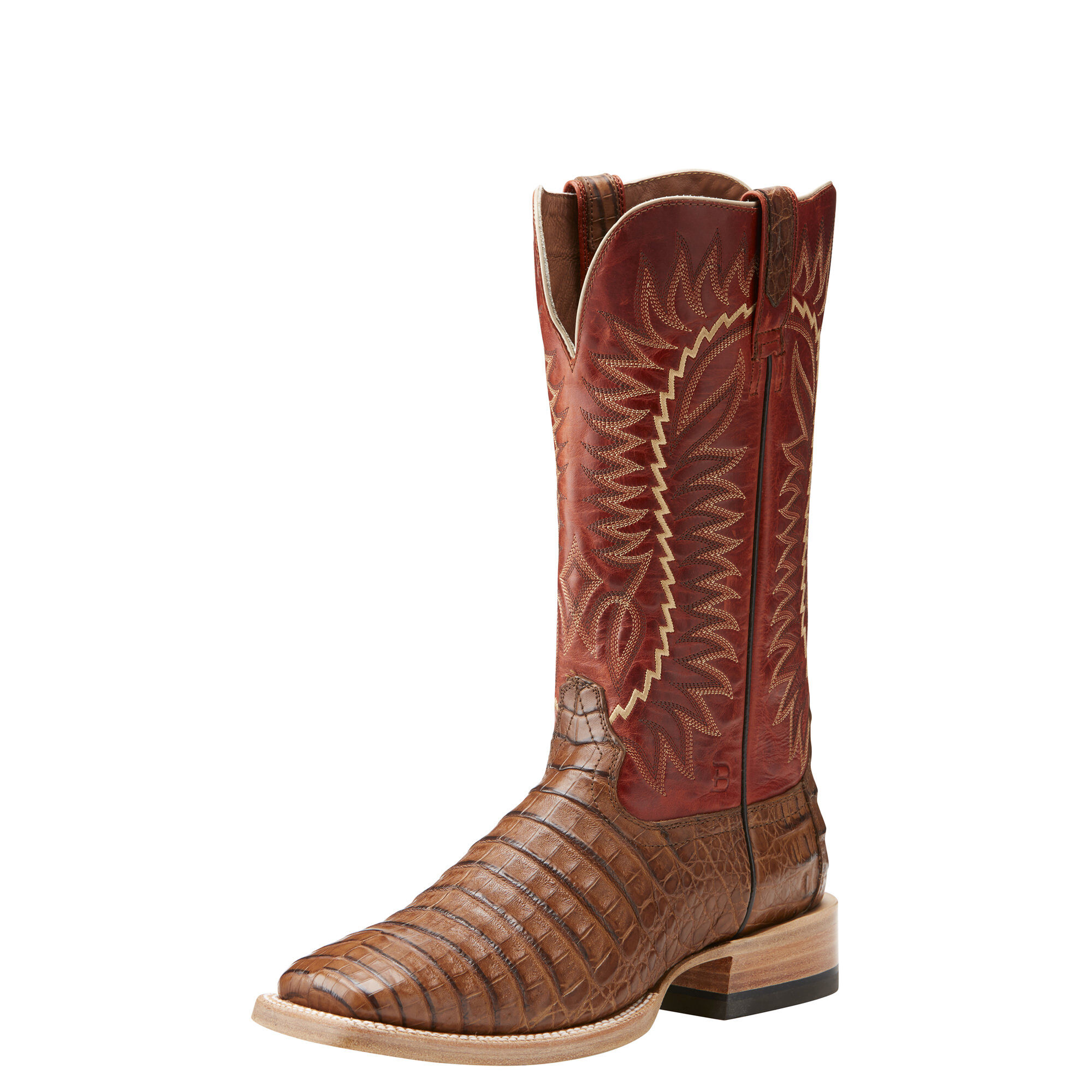 ariat men's relentless gold buckle caiman exotic boots