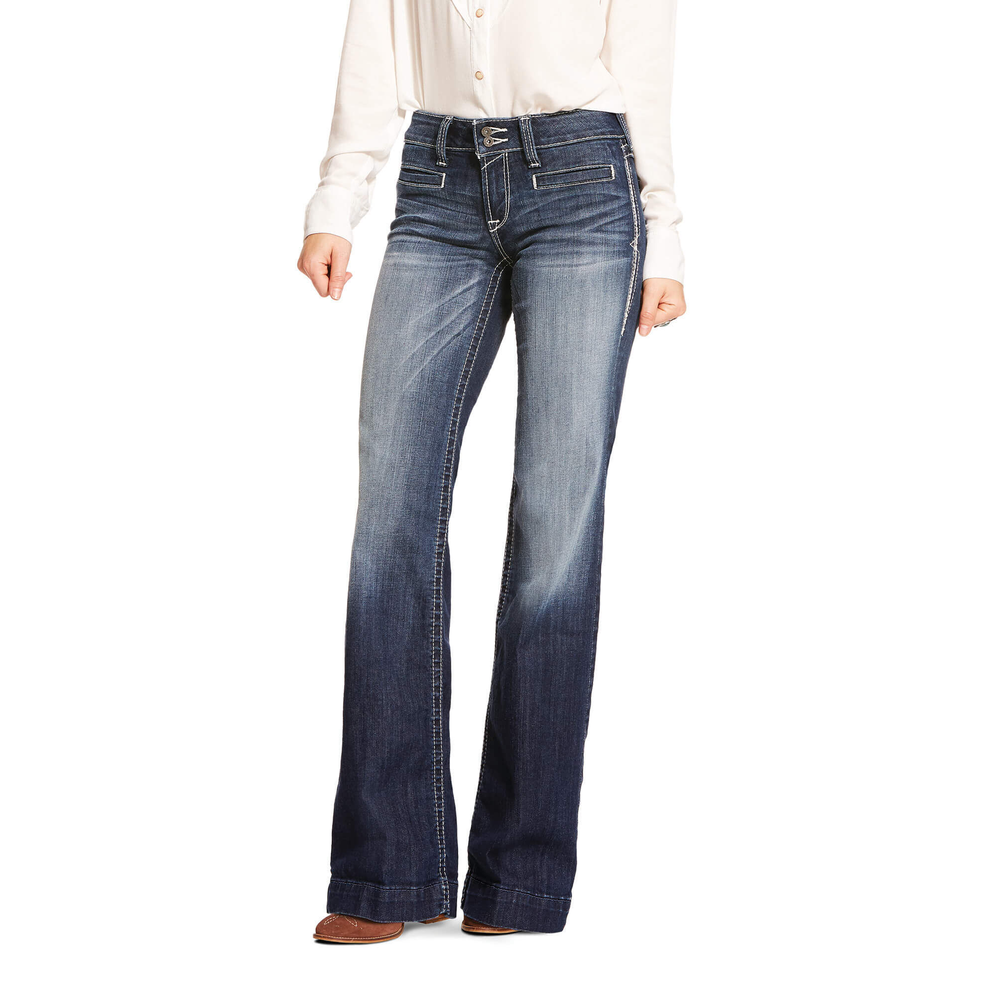 Trouser Mid Rise Stretch Entwined Wide Leg Jean |