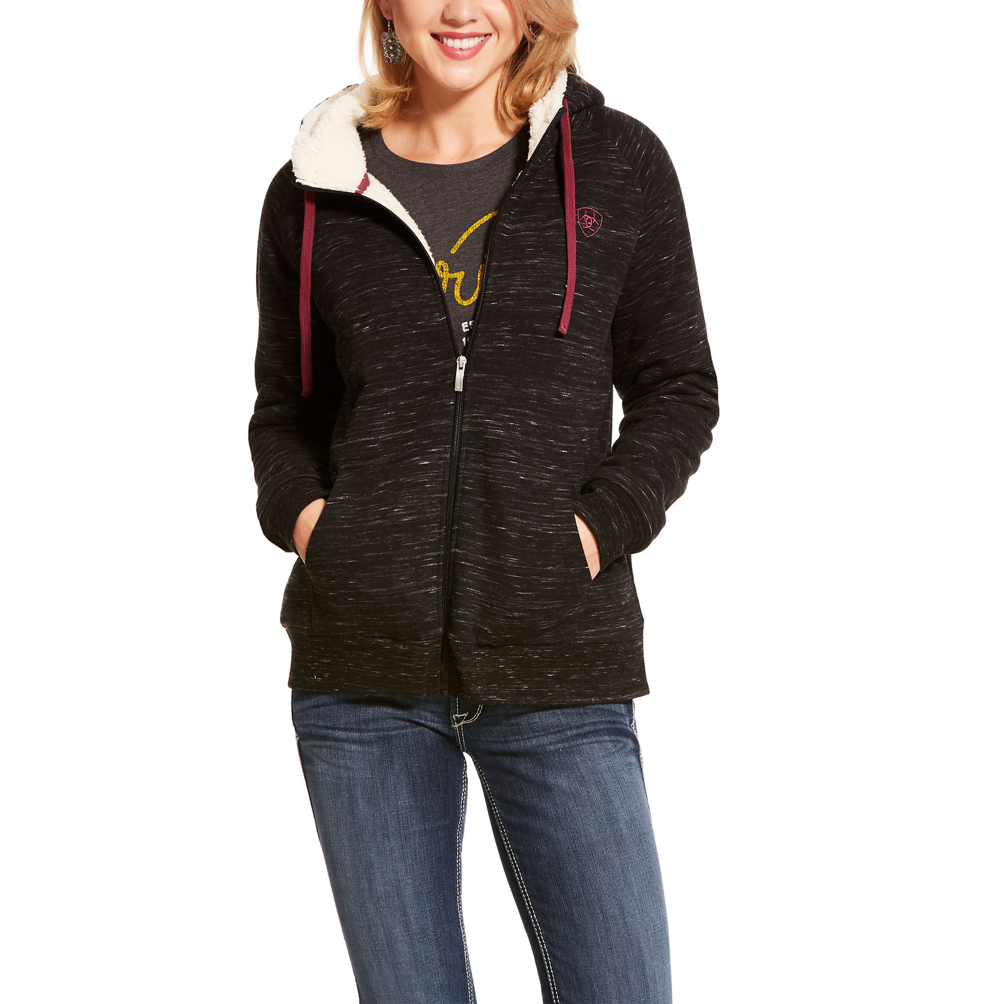 Real Love Girl's Fleece Full-Zip Hooded Sweatshirt with Sherpa Lining 