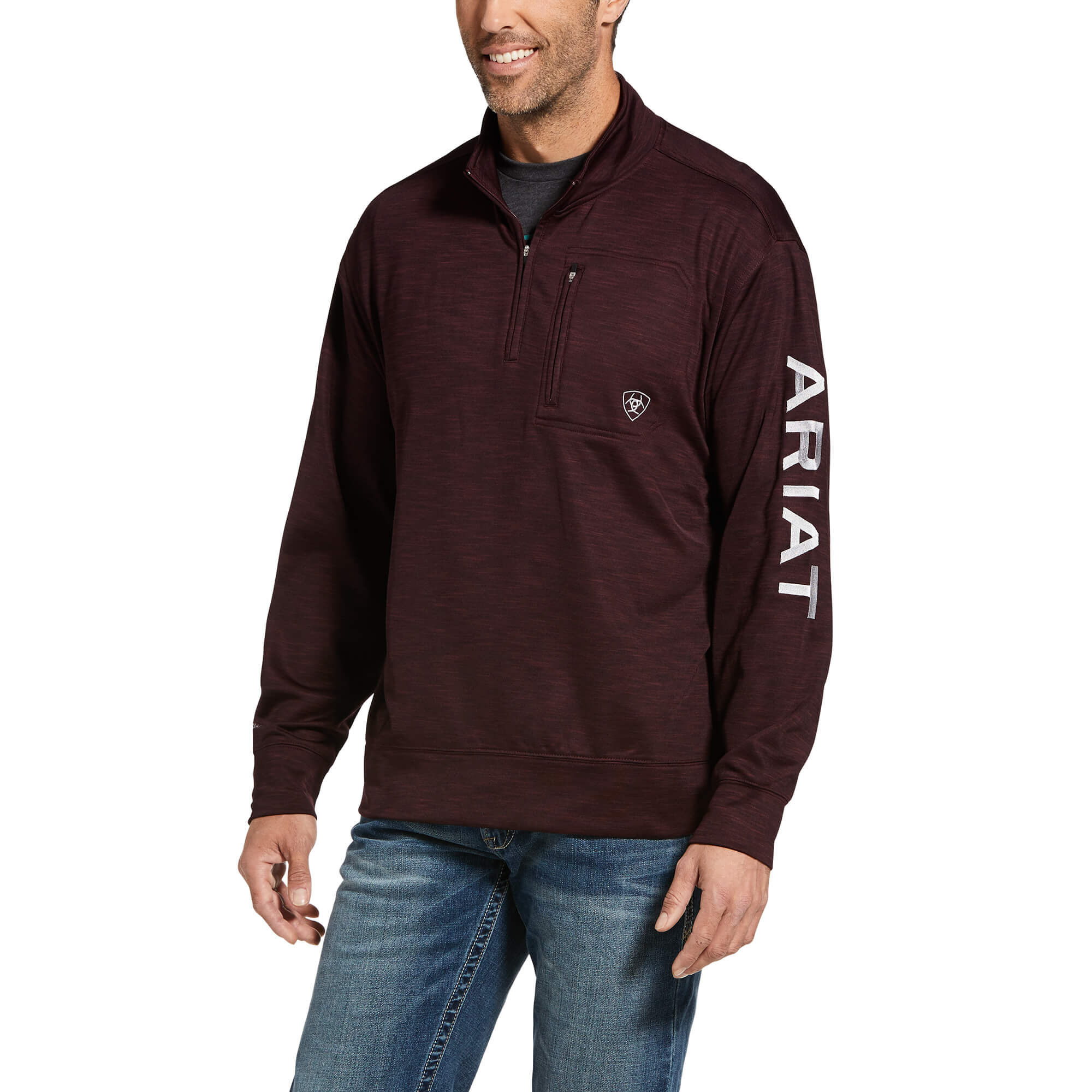 Ariat® Men's Team Logo Black 1/4 Zip Tek Fleece Sweatshirt 10013114