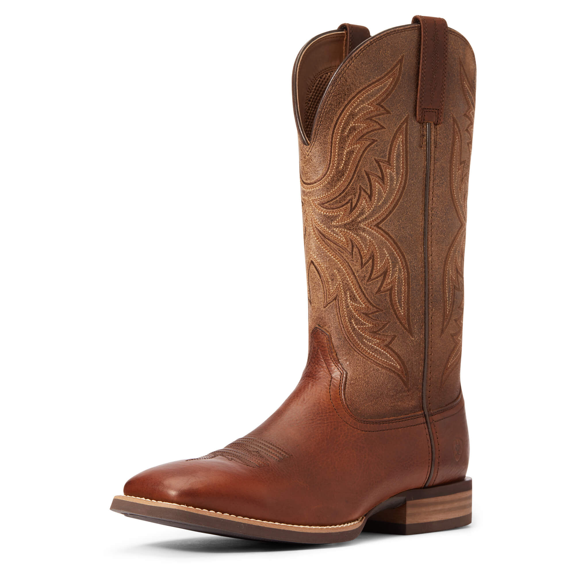 Ariat Men's Everlite Fast Time Distressed Brown Wide Square Toe Western Boot
