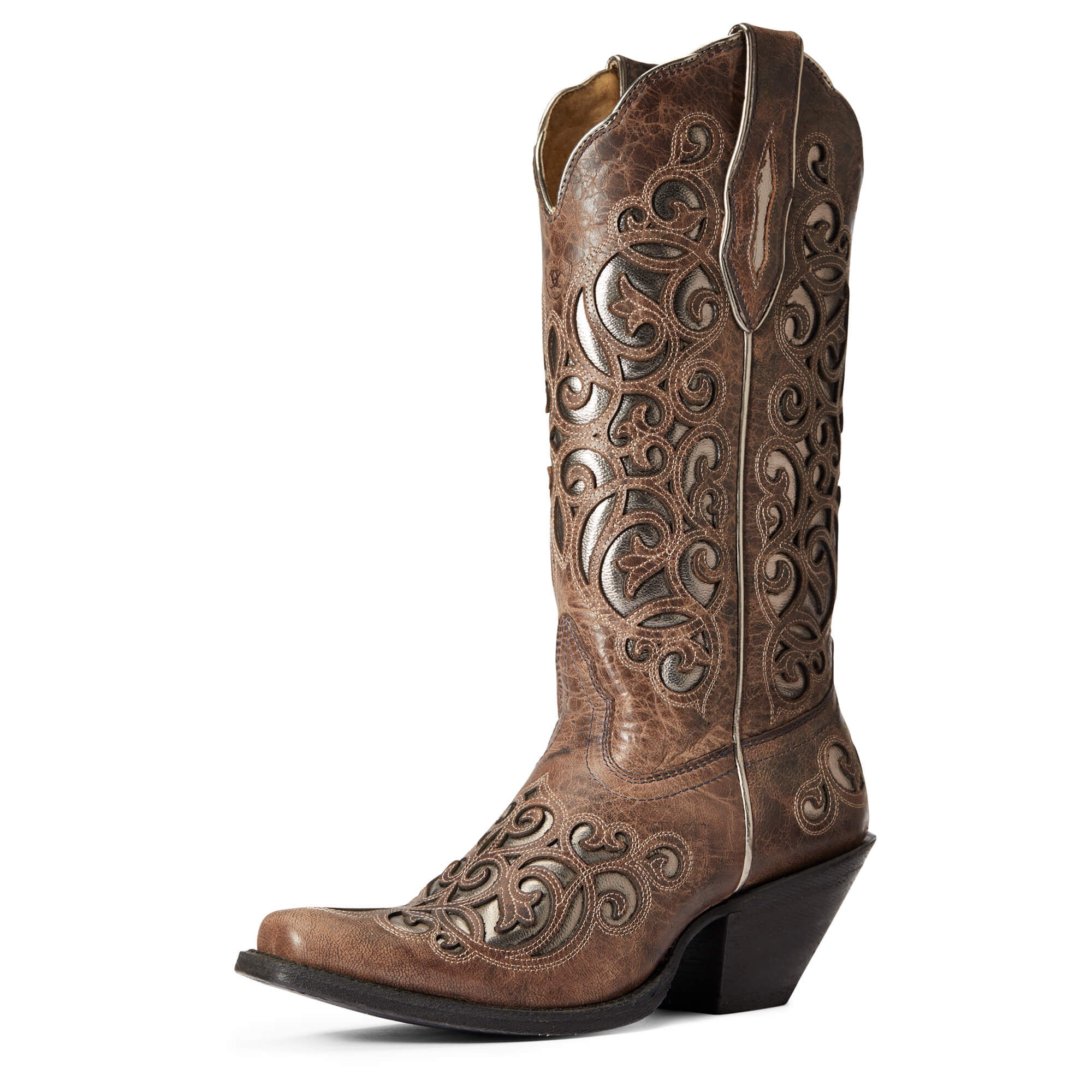 Women's Divine Western Boots in Crackled Taupe Leather  by Ariat