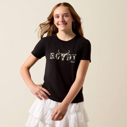 Ariat Rowdy Cow Skull T-Shirt Front