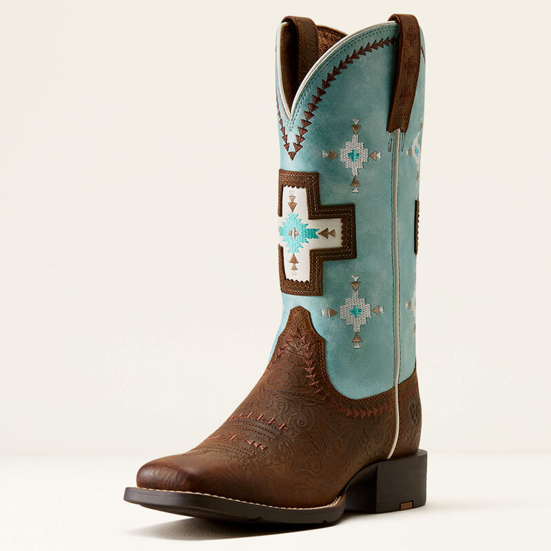 Round Up Cantina Wide Square Toe Western Boot 3-4 Front