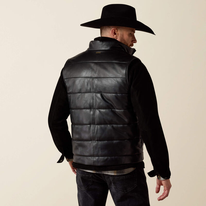 Bench Made Lamb Leather Puffer Vest Back
