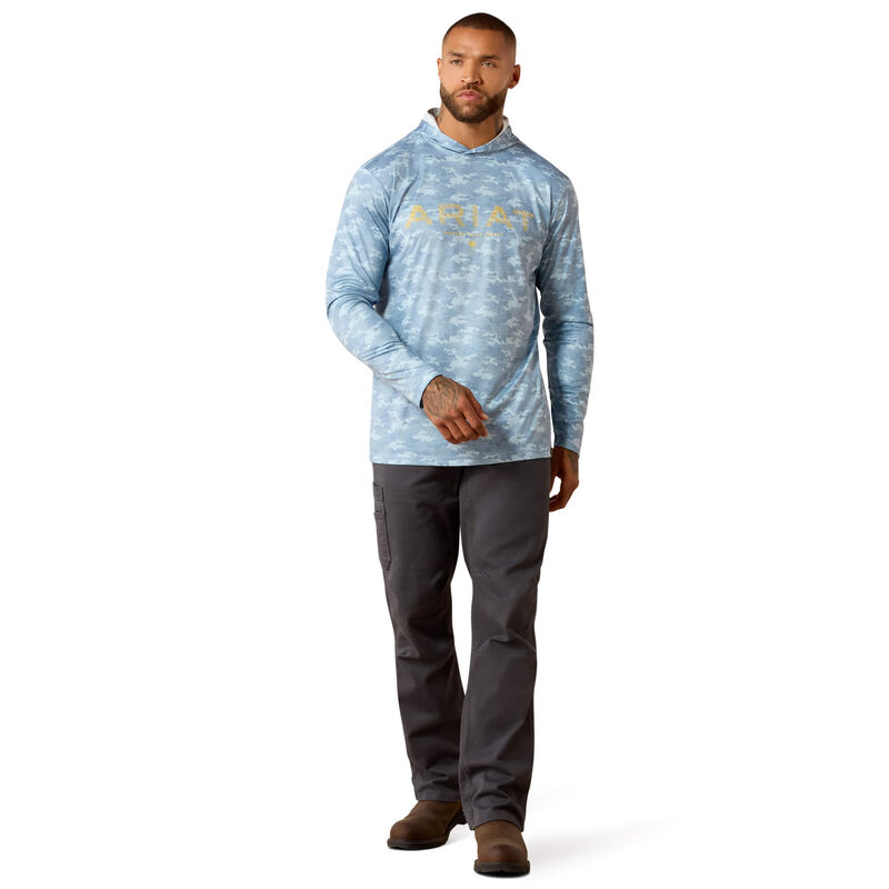 Rebar Sunblocker Printed Craft Hooded Long Sleeve T-Shirt Full
