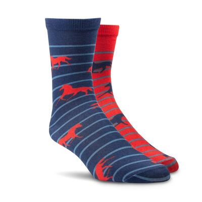 Horses Over Stripes Crew Sock 2 Pair Multi Color Pack