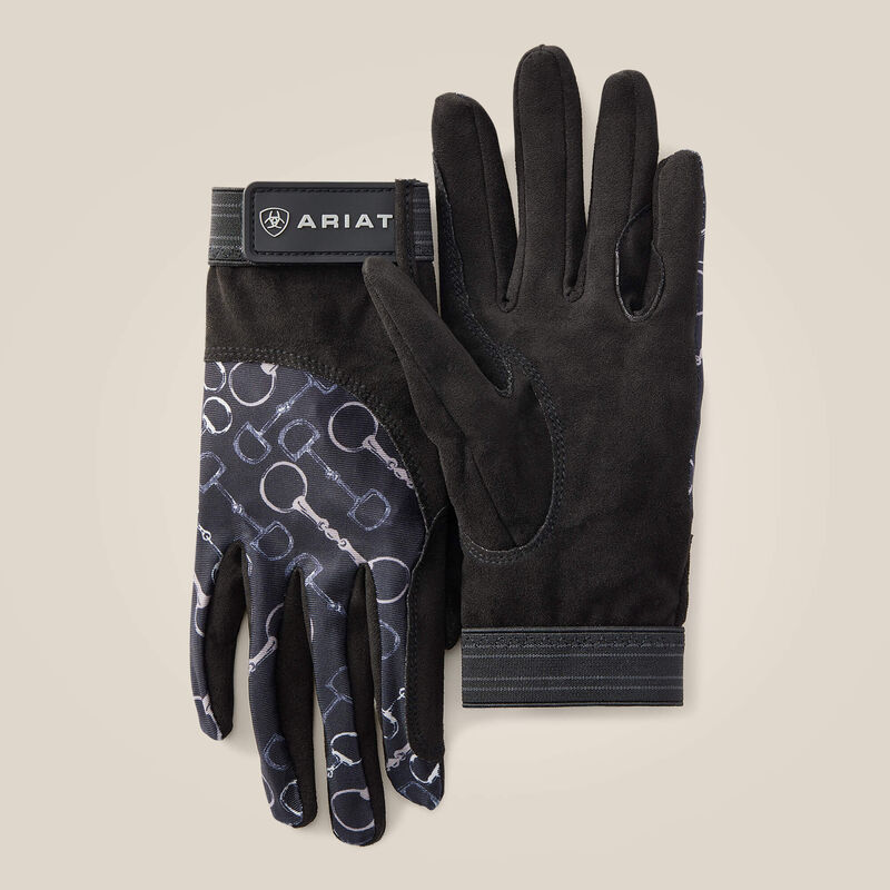 Ariat Tek Grip Glove Charcoal Bit Print 8.5