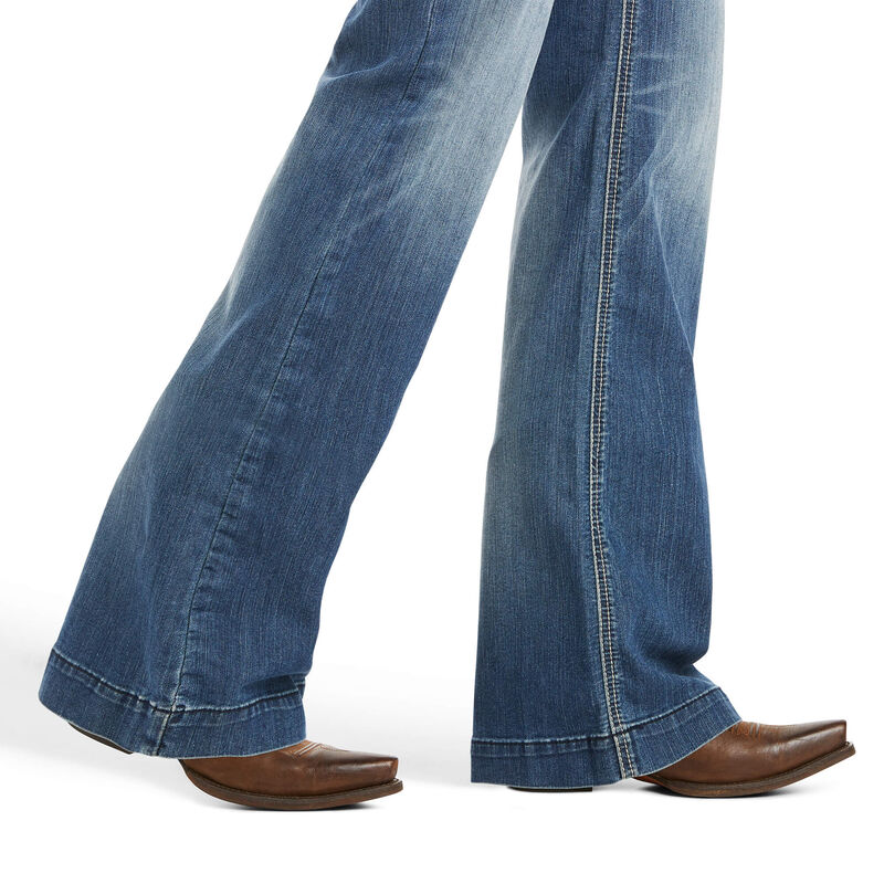 Trouser Mid Rise Stretch Baseball Stitch Wide Leg Jean