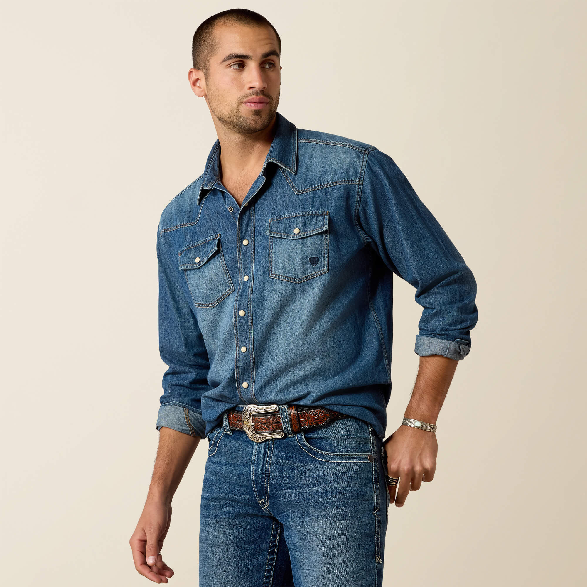 DENIM RETRO LS SHRT STONE-Ariat