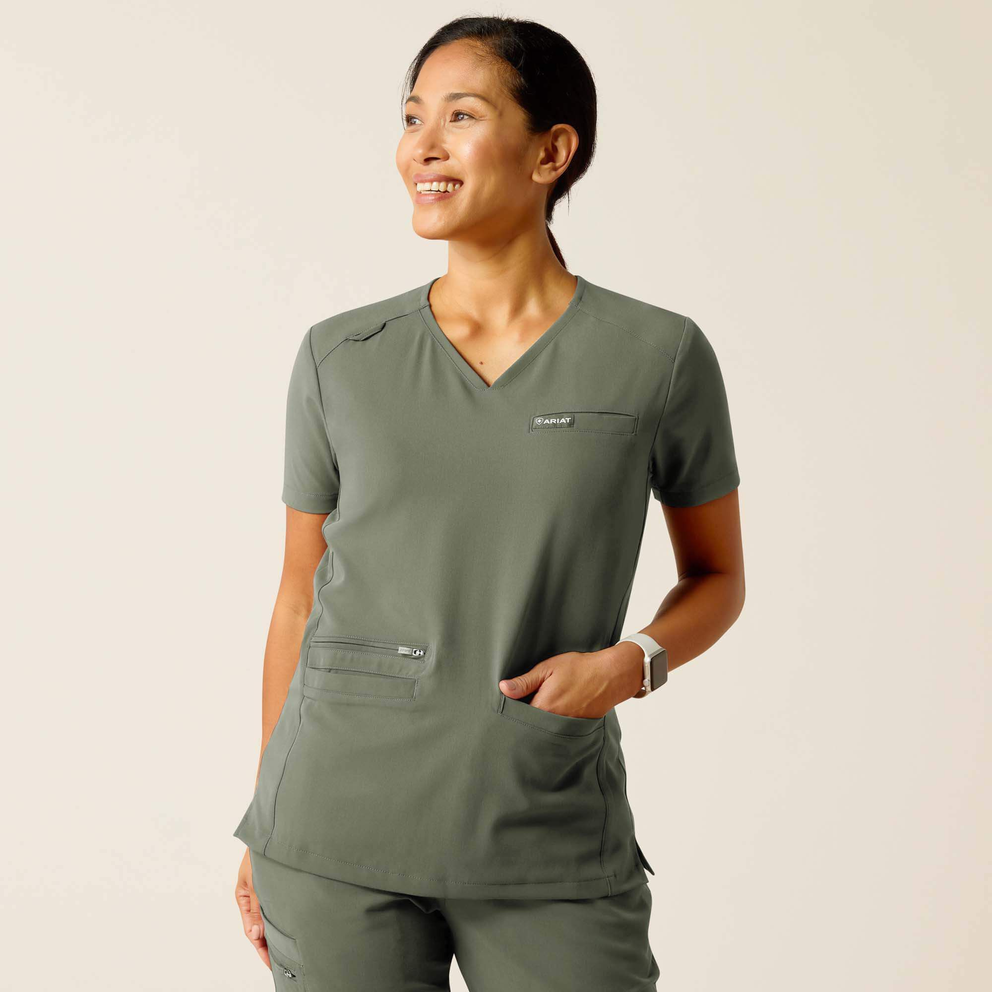 CLARA 6 POCKET DURASTR SS SCRUB TOP-Ariat