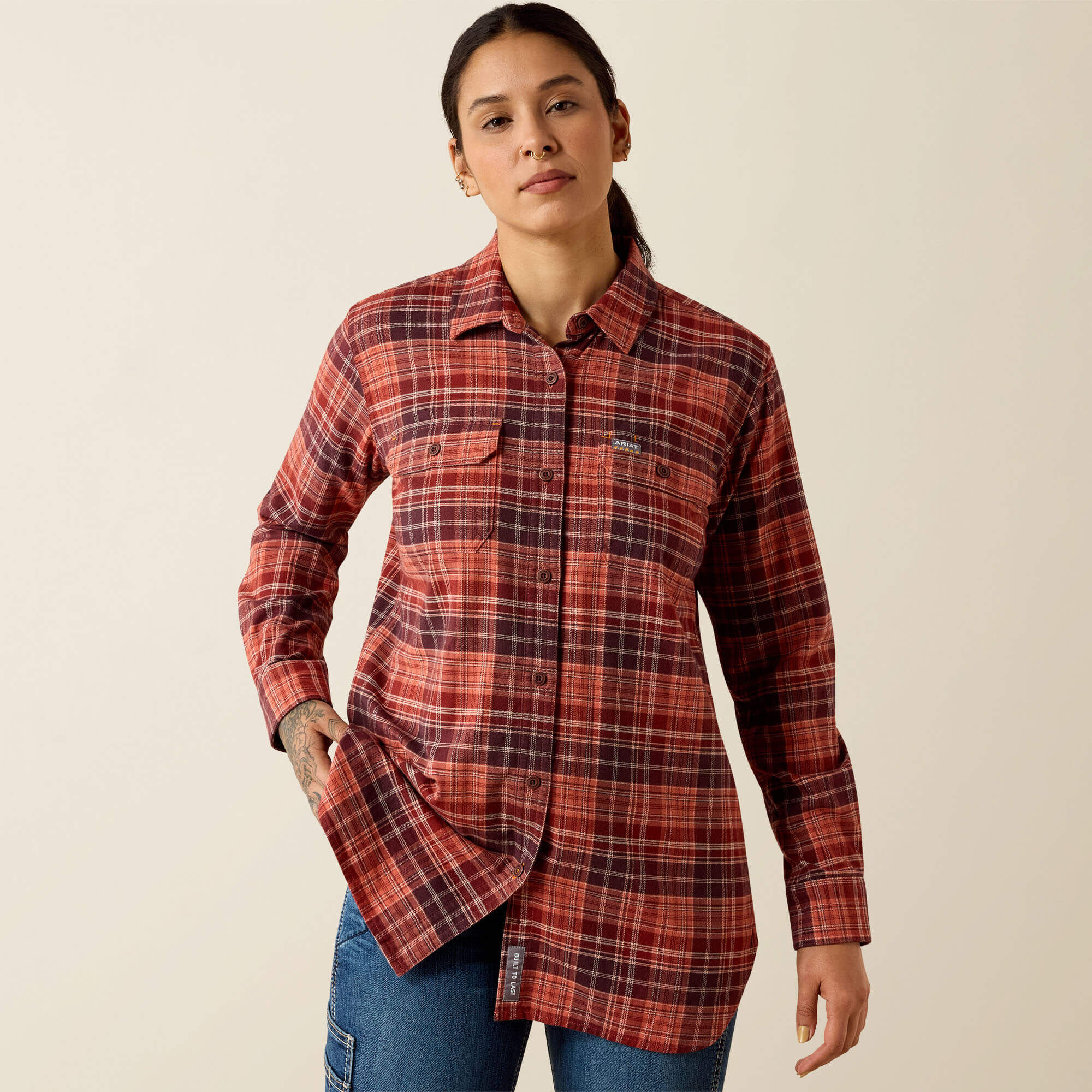 RBR DURASTRETCH FLANNEL LS TUNIC-Ariat