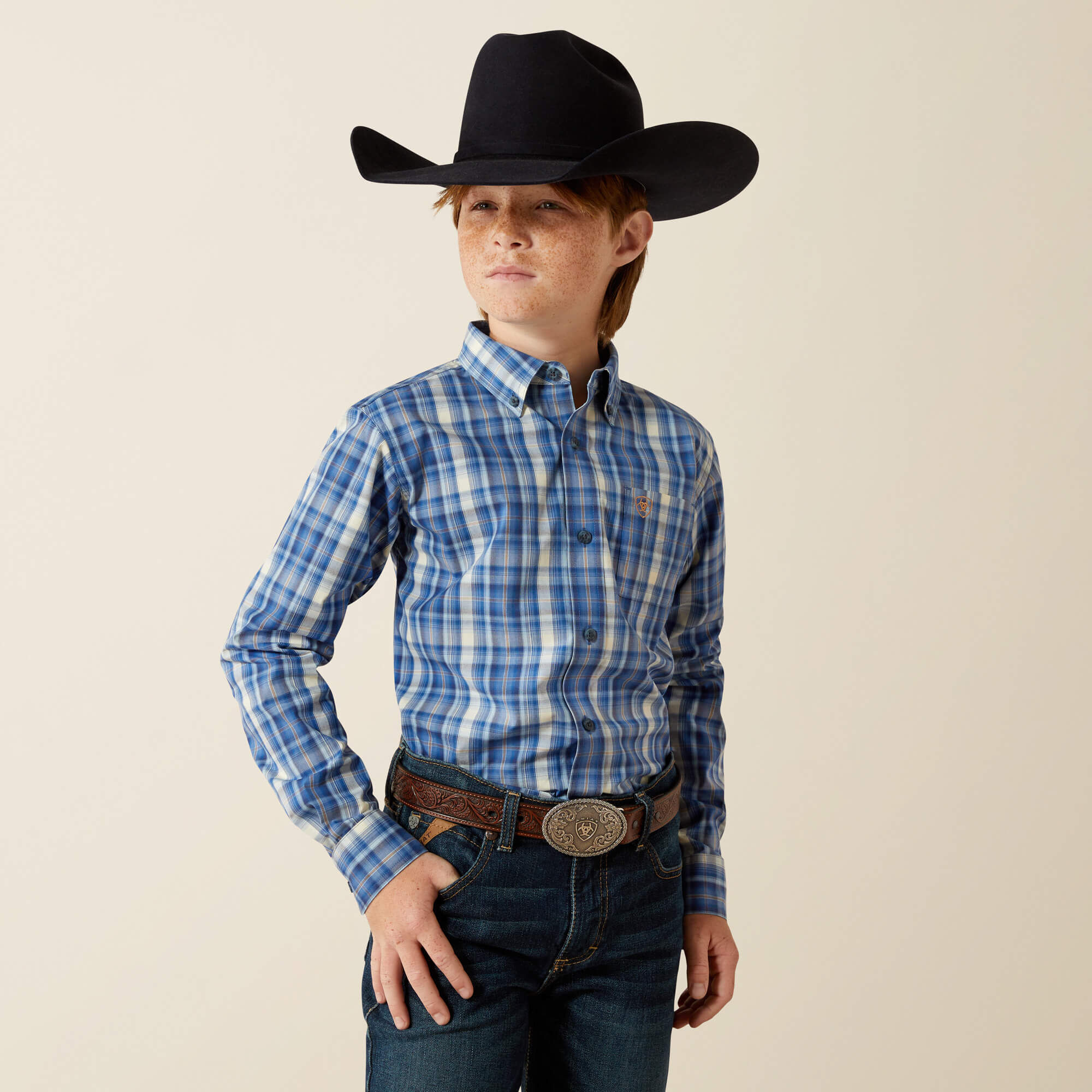 ARIAT Mens Classic Marron Long Sleeve Button Down Shirt