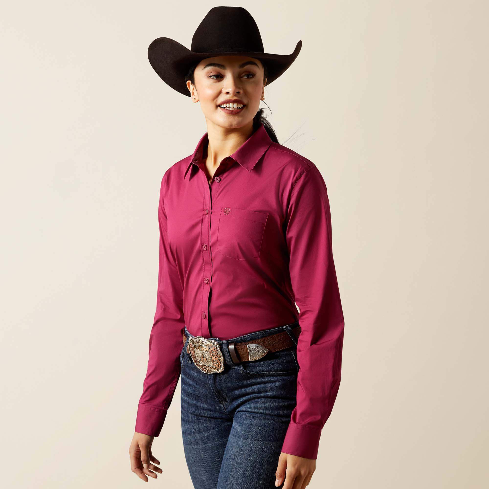ARIAT Wms WR Kirby LS Shrt Steer Garden Camicia Kirby Stretch Donna